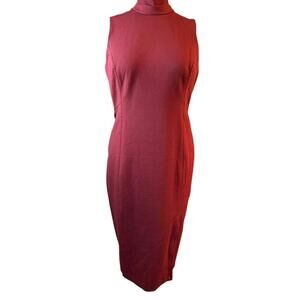 WHBM Brick Red Sheath – Mock-Neck Zip-Back Dress, Lined, Size 12P